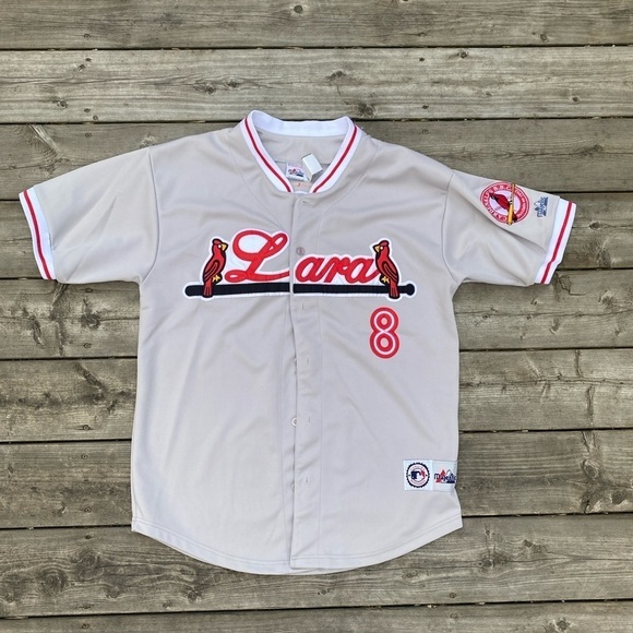 Vintage 1980s Embroidered Cardenales De Lara Venezuelan Baseball Jersey Gray - Picture 5 of 16